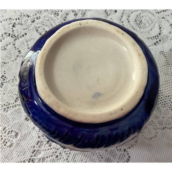 “Old Sleepy Eye” Porcelain Open Sugar Bowl Cobalt & Gray - Picture 4 of 7